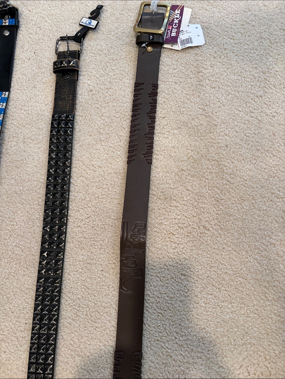 Quiksilver Blue and Black Studded Leather Belts Set - Picture 2 of 3